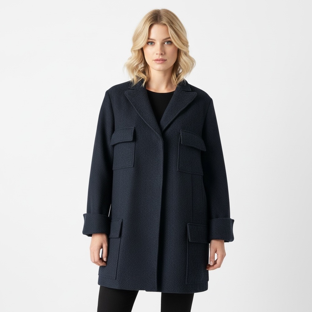 Vintage Marni Wool Coat Black IT 40 US 6 Winter 2009 Unlined Architectural